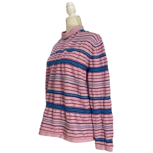 Acne Studios Nimah Striped Face Sweater Textured Cotton Wool in Pink Blue - Picture 4 of 11